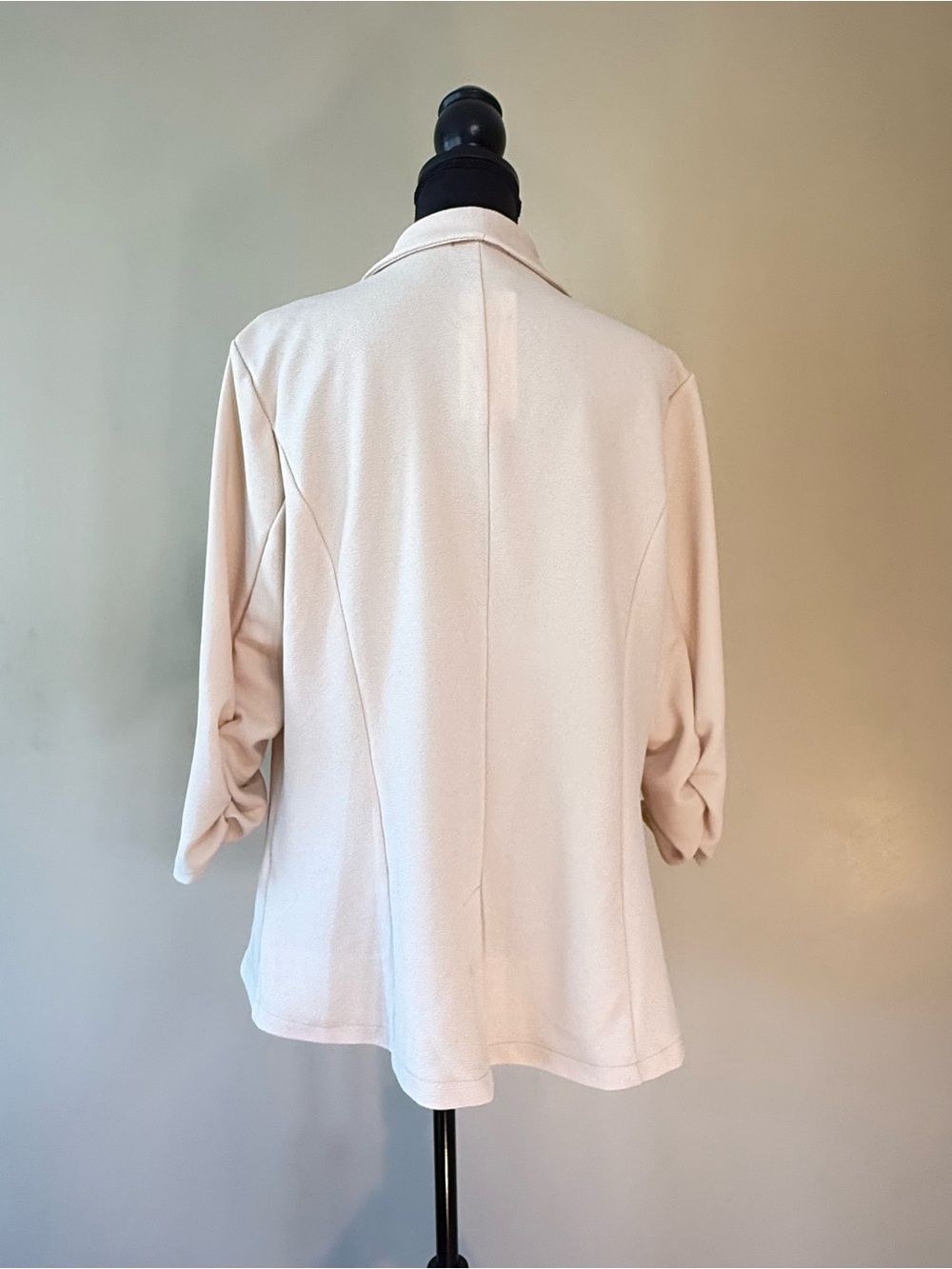 NWT Beyove Single Button Blazer Ruched 3/4 Sleeve Cream Neutral Women's Size XXL - Picture 4 of 12